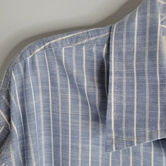 Men's Timberland Blue Striped Button Down Long sleeves Shirt Large